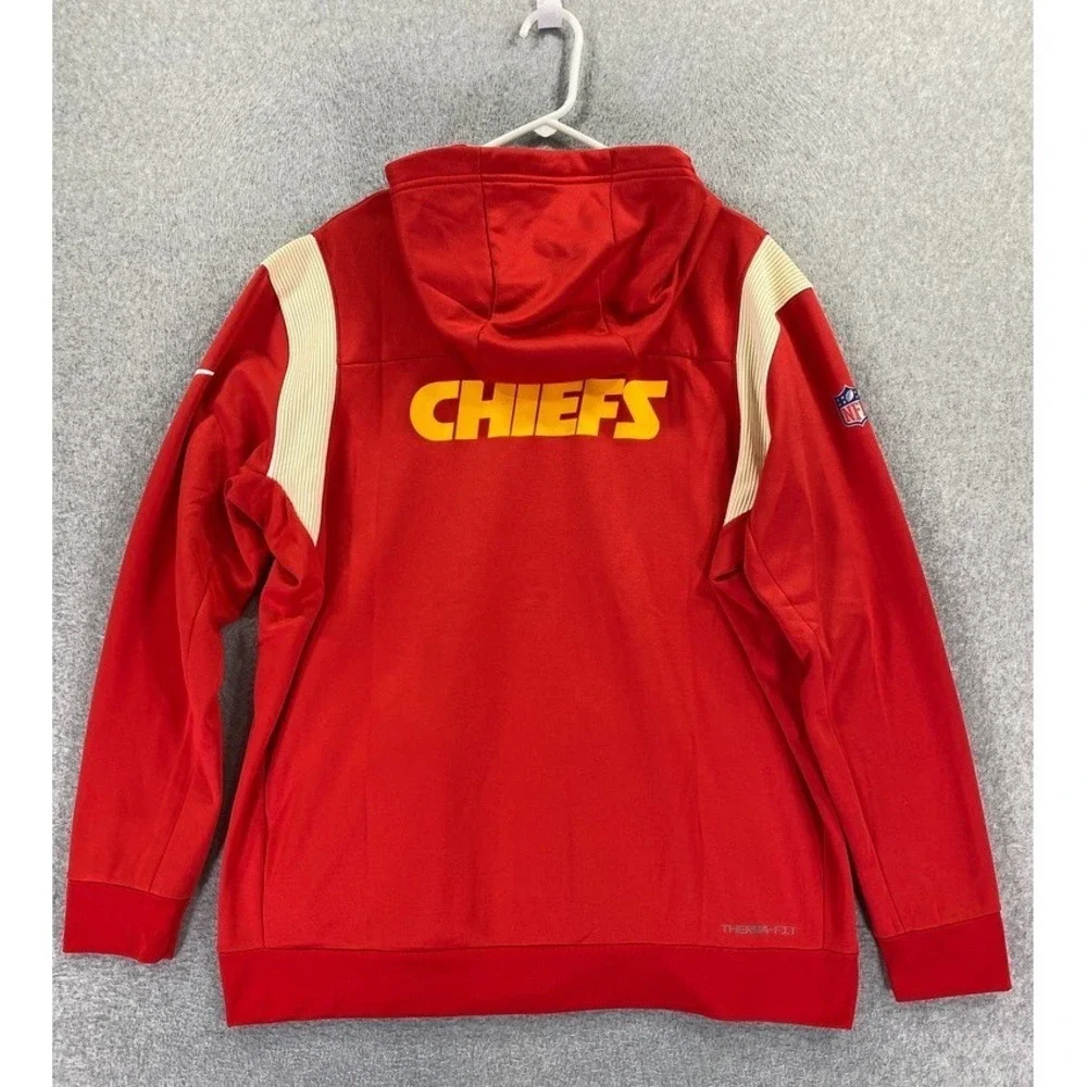 Nike Kansas City Chiefs Hoodie Mens XL Red Therma Fit Fleece Full Zip Sweatshirt